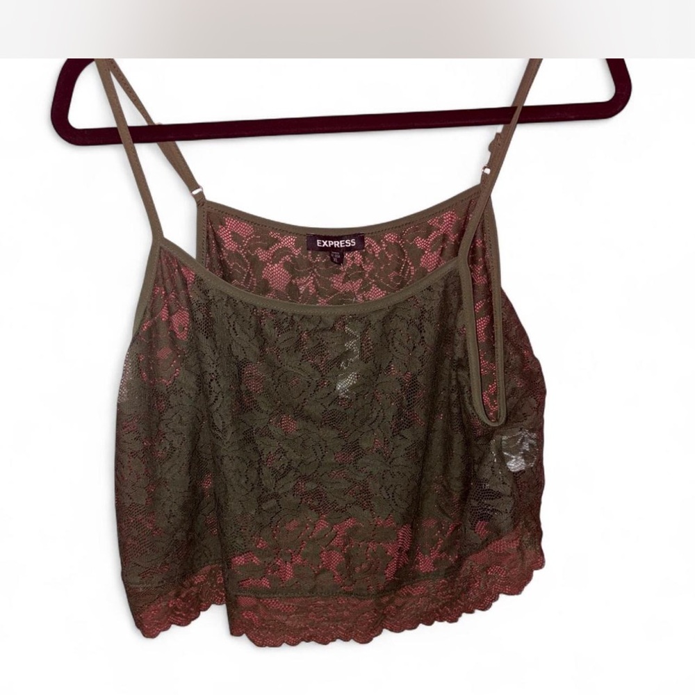 Express Olive and Pink Lace Camisole